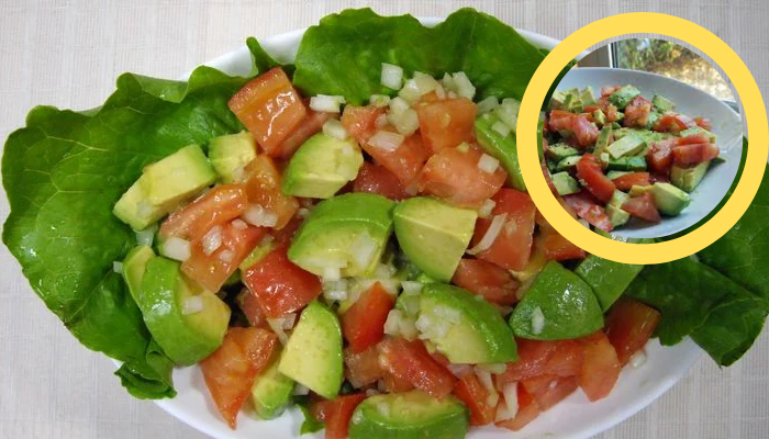 Receita de uma Salada de Abacate com Tomate e Cebola