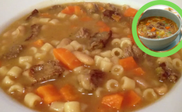 Receita de uma Sopa de feijão com macarrão, carne e legumes